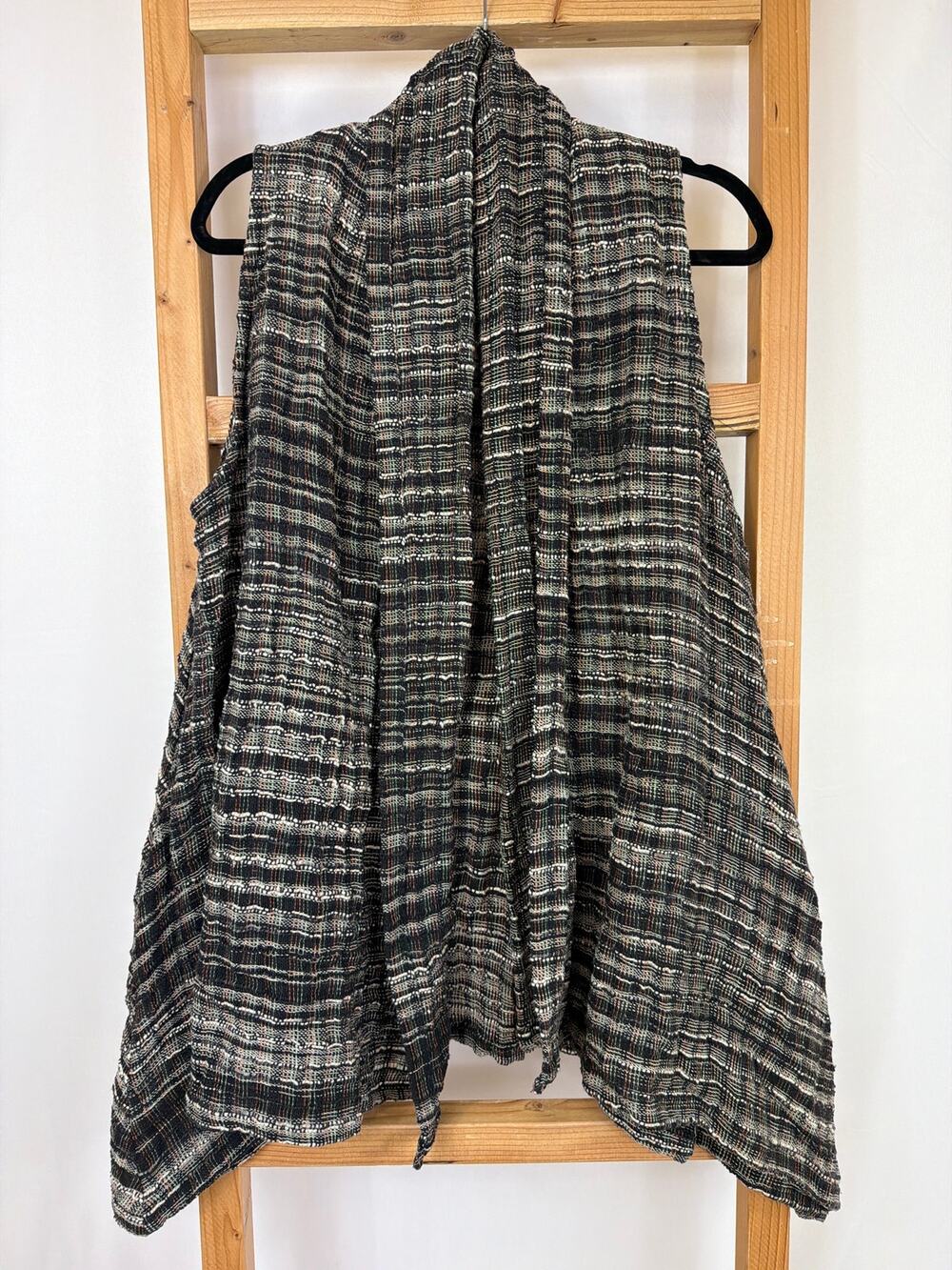Yasuko Kurisaka Sleeveless Open Front Cotton Knit Vest M L